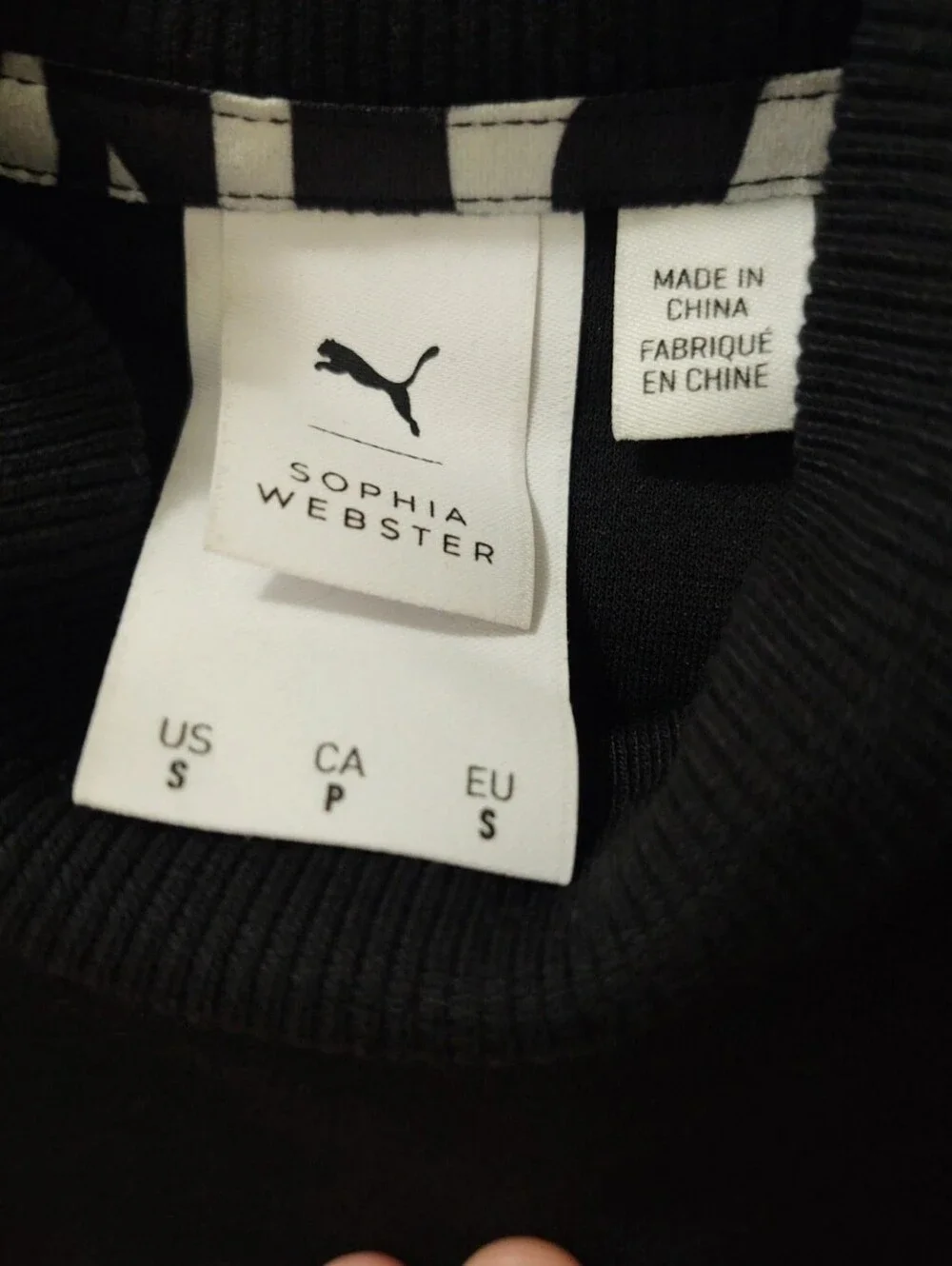 Sophia Webster Black PUMA Sweatshirt/Pant with Leopard Accent and Pink Piping - Picture 11 of 13